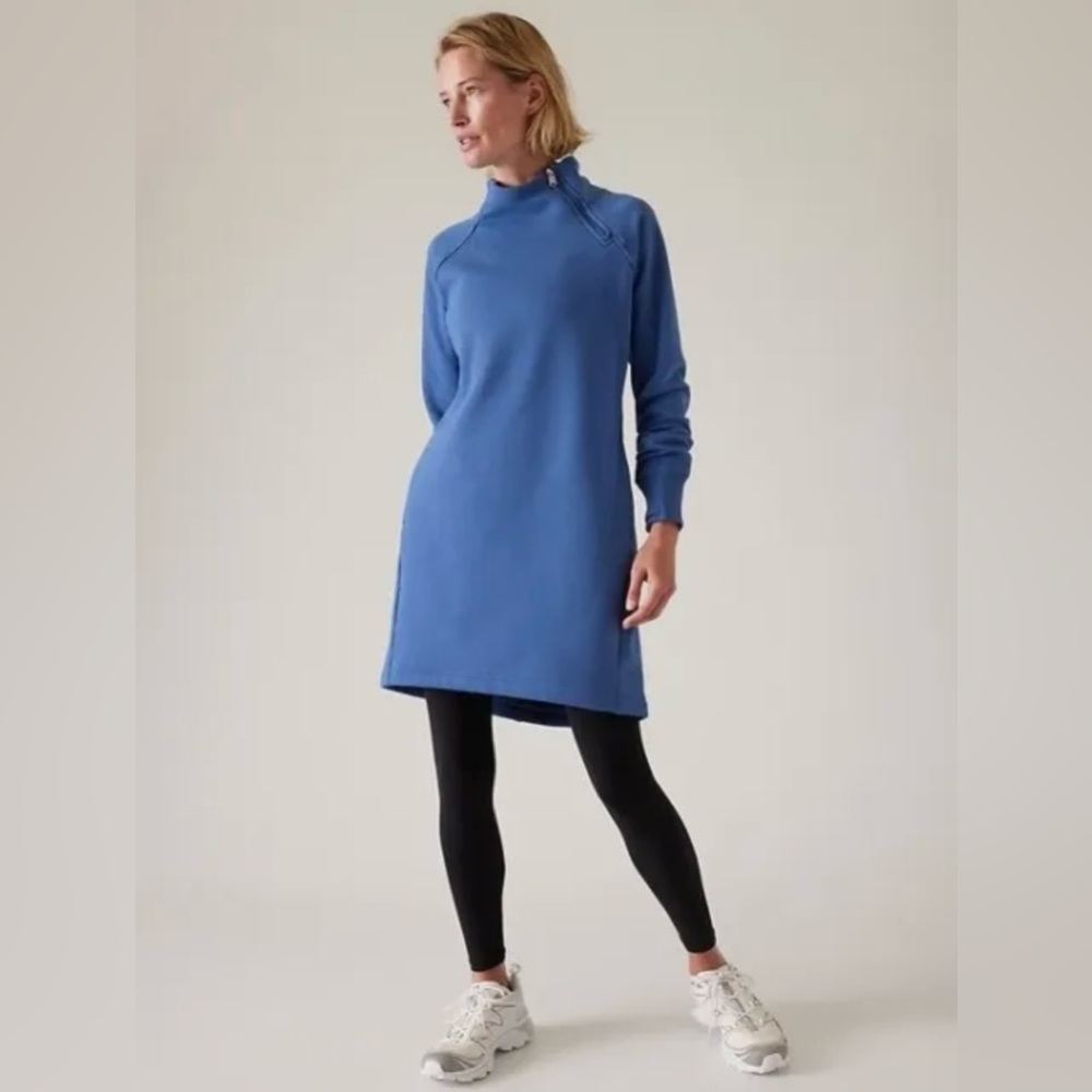 Athleta Cozy Karma Sweatshirt Dress // Chrome Blue